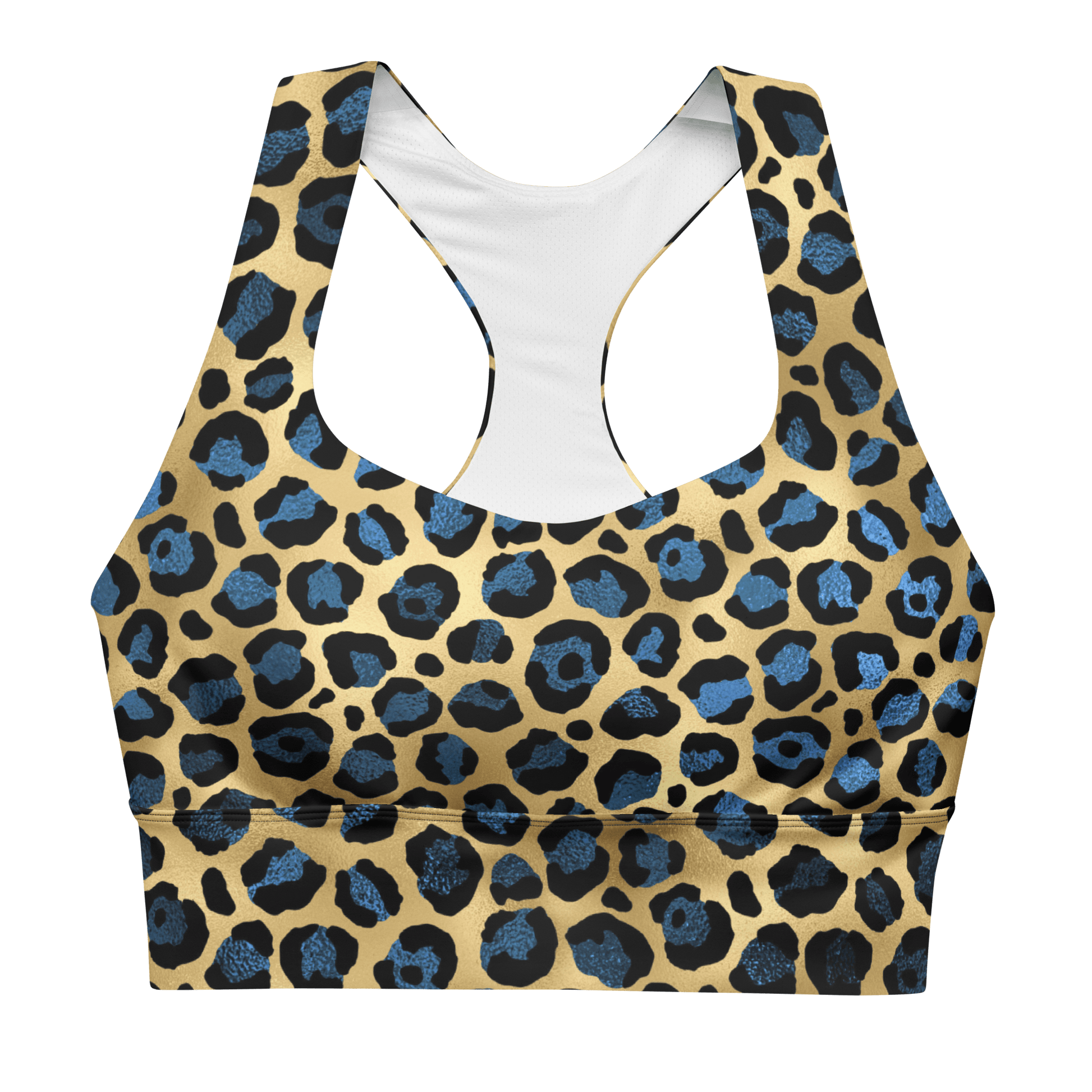 Desert Night Blue Leopard - Compression Sports Bra - Sports Bra - GYMLEGGS LLC