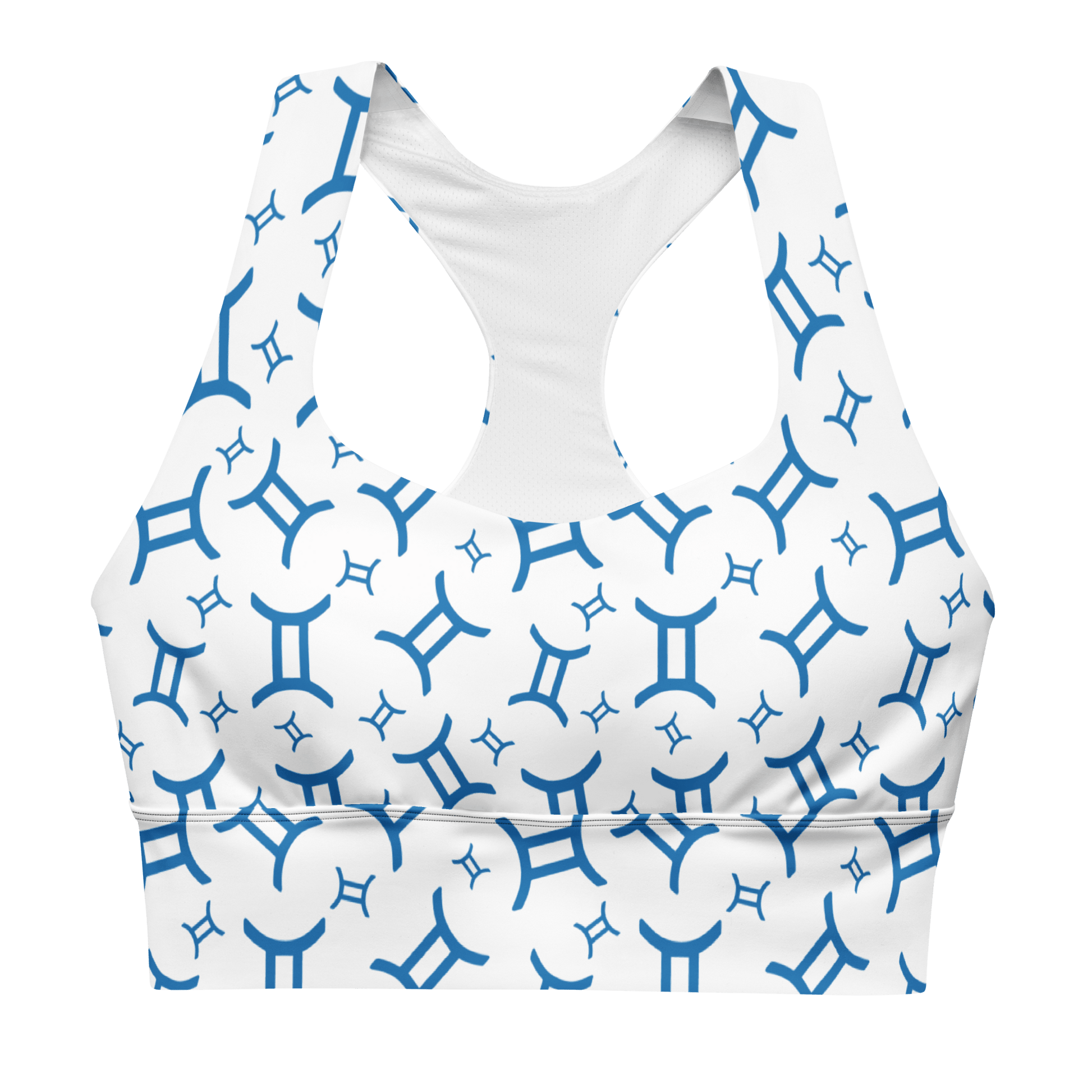 Zodiac Gemini White - Compression Sports Bra - Sports Bra - GYMLEGGS LLC