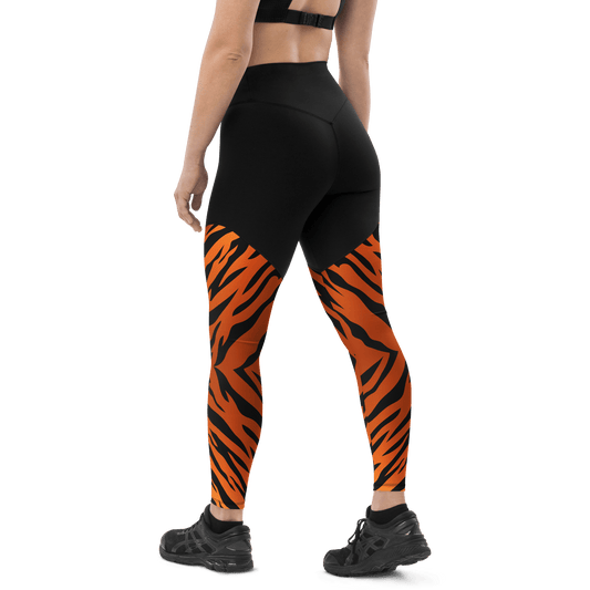 Caspian Tiger - Compression Sports Leggings - Sports Leggings - GYMLEGGS LLC