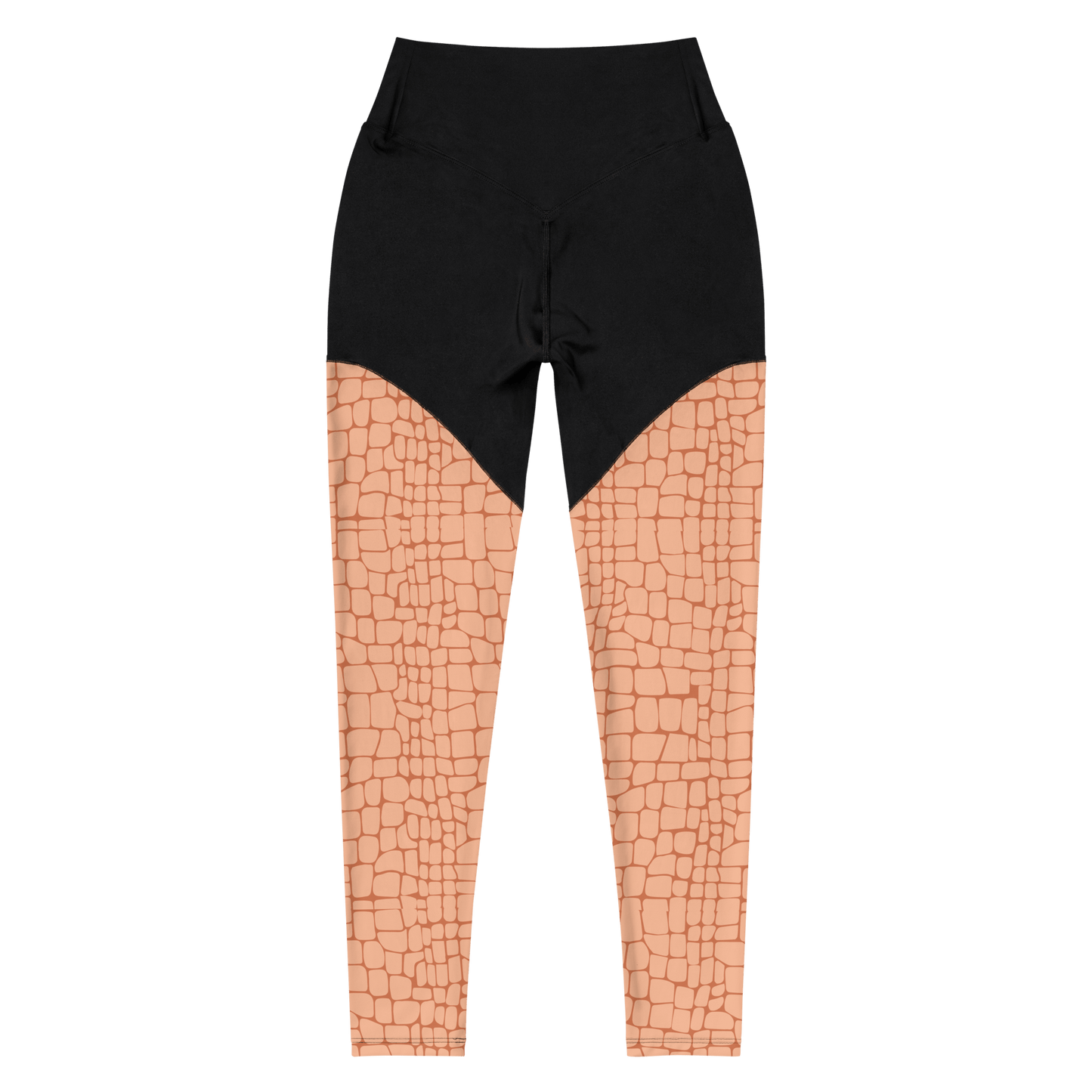 Peach Rose Crocodile - Compression Sports Leggings - Sports Leggings - GYMLEGGS LLC