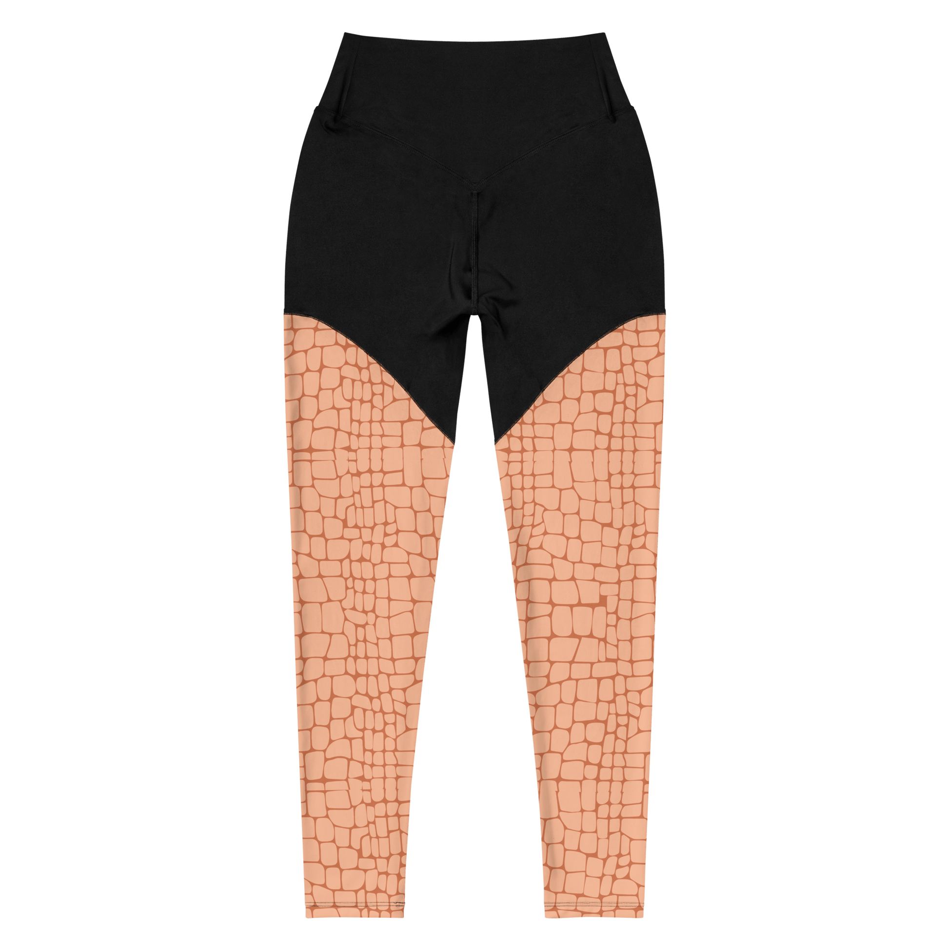 Peach Rose Crocodile - Compression Sports Leggings - Sports Leggings - GYMLEGGS LLC