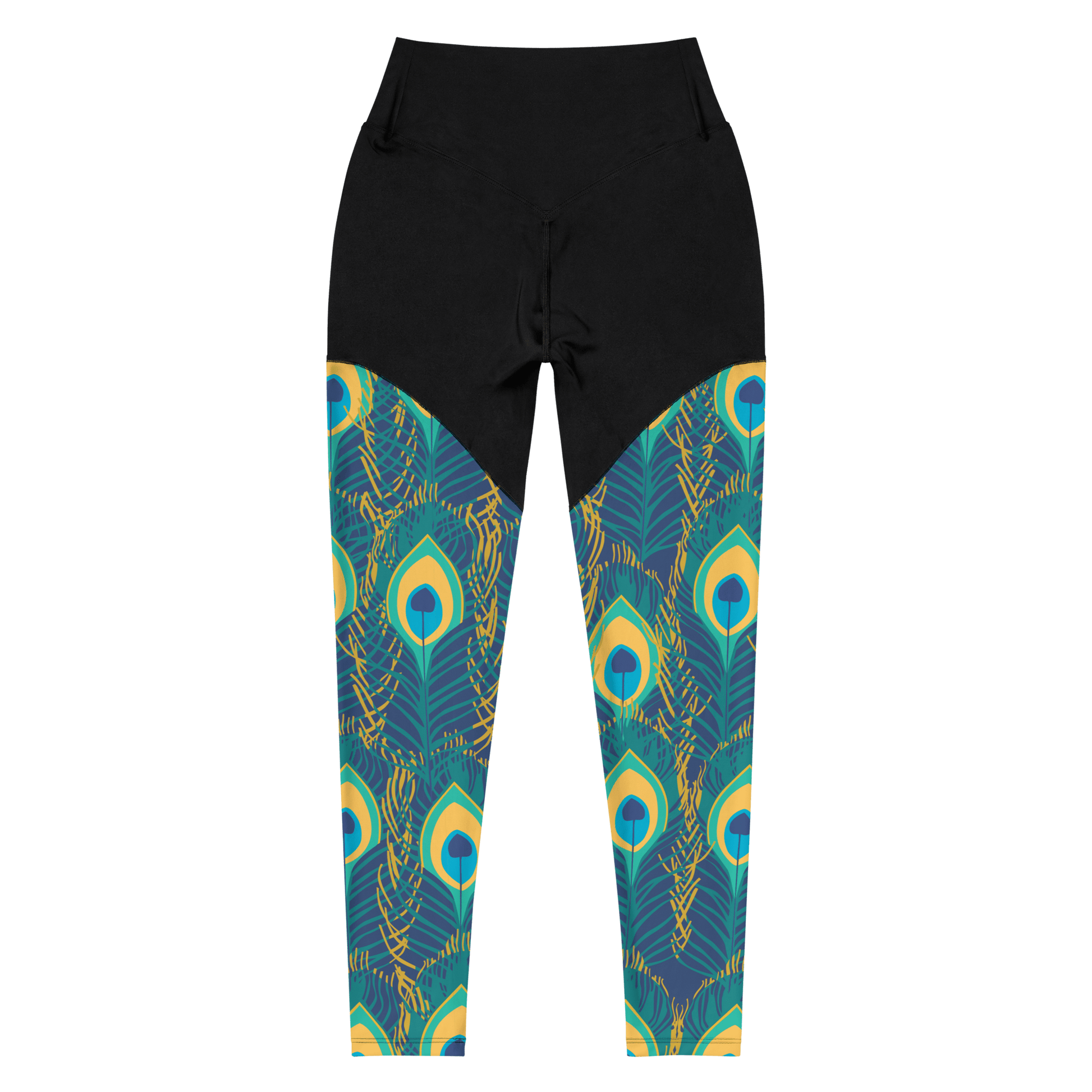 Peacock - Compression Sports Leggings - Sports Leggings - GYMLEGGS LLC