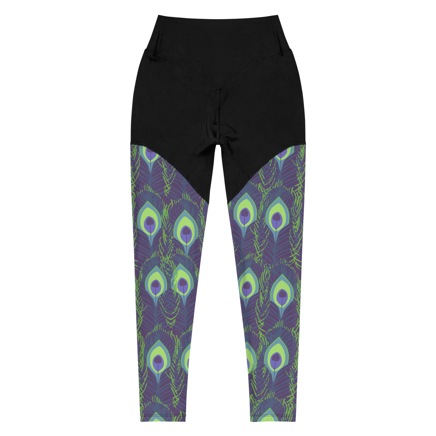 Inverse Peacock - Compression Sports Leggings - Sports Leggings - GYMLEGGS LLC