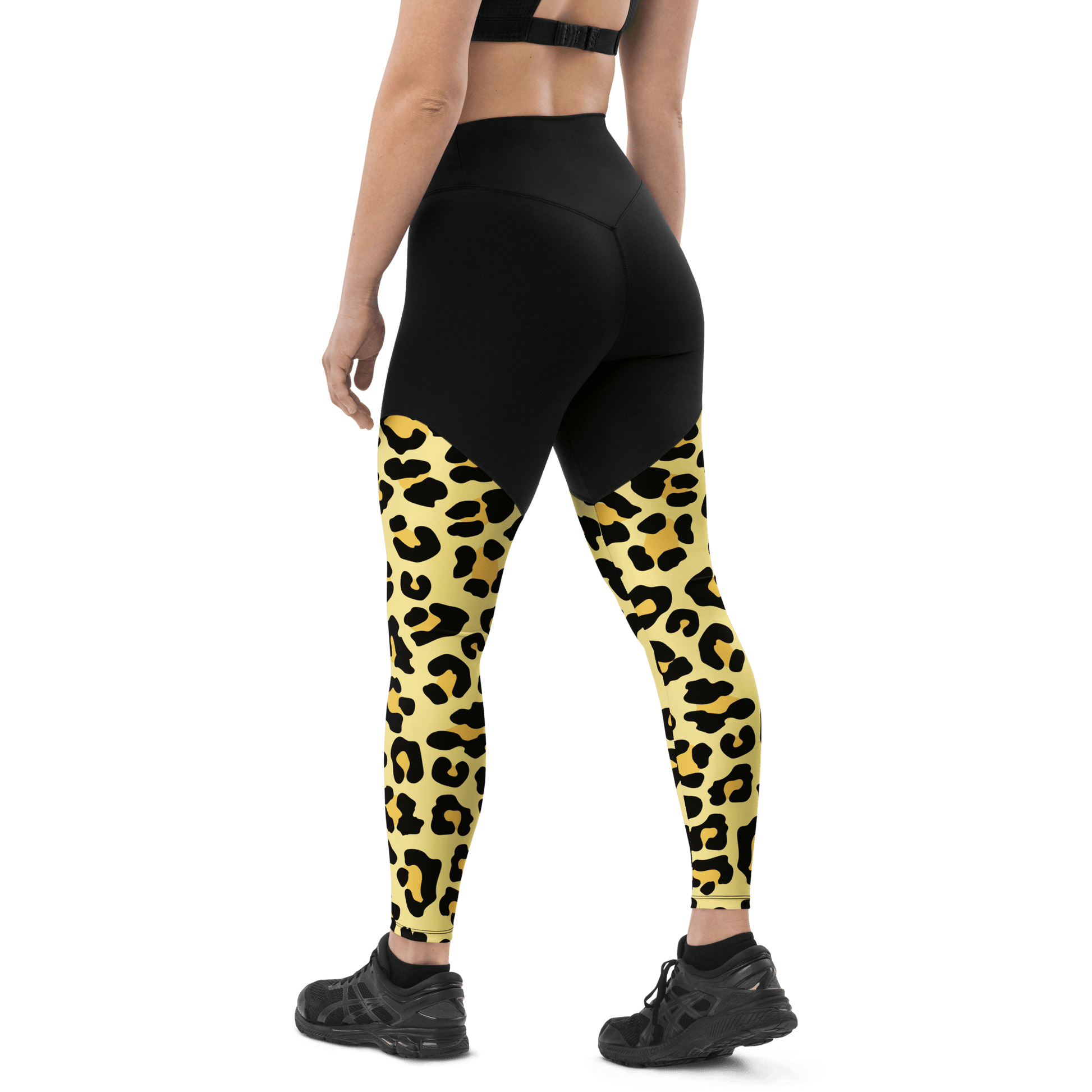 Yellow Desert Cheetah - Compression Sports Leggings - Sports Leggings - GYMLEGGS LLC