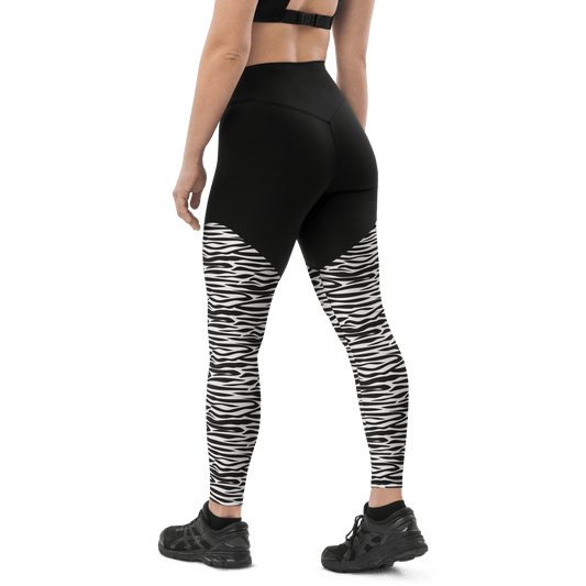 Striped Colonial Anemone - Compression Sports Leggings - Sports Leggings - GYMLEGGS LLC