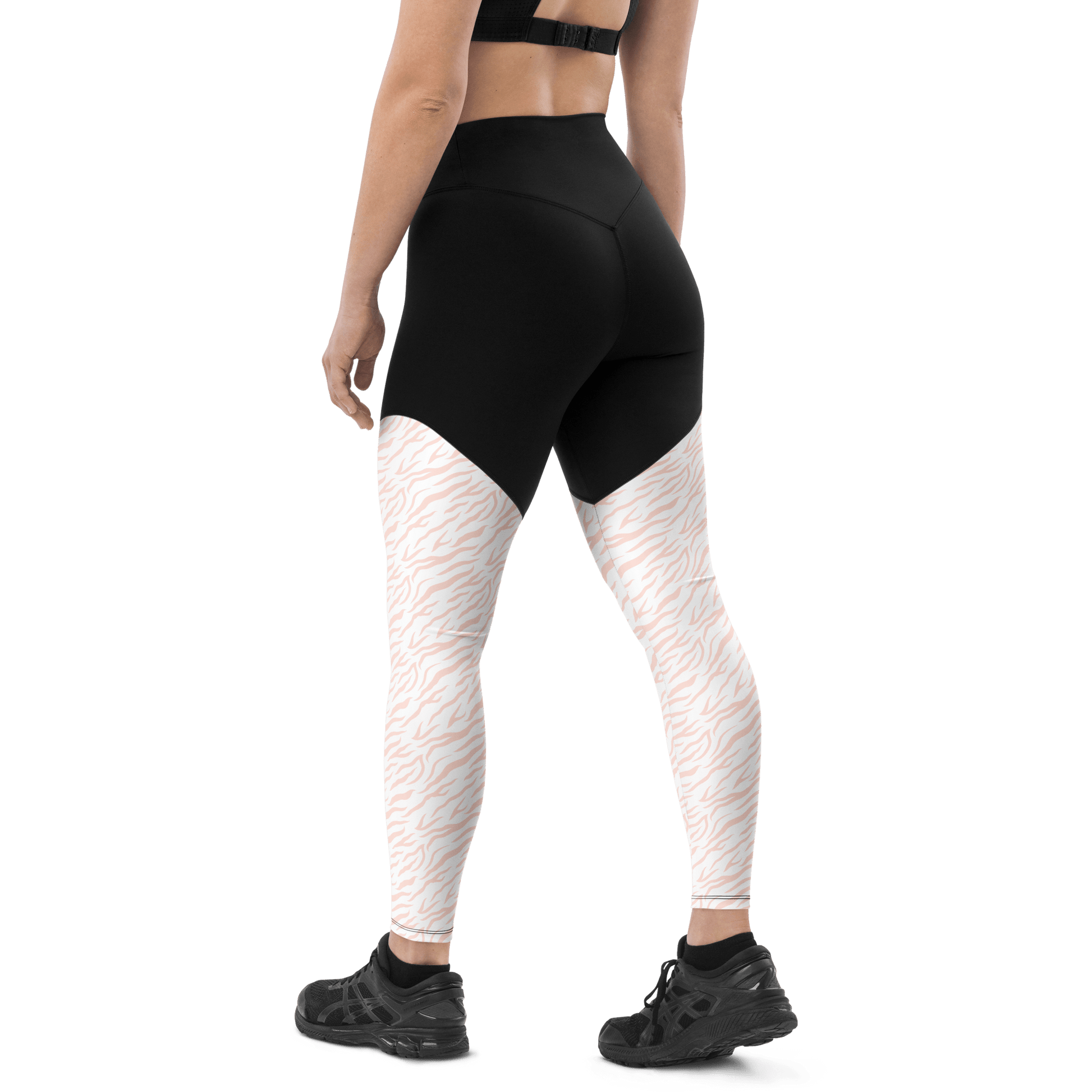 Pink Caspian Tiger - Compression Sports Leggings - Sports Leggings - GYMLEGGS LLC