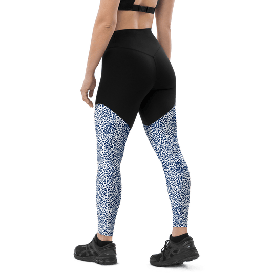 Blue Albino Leopard - Compression Sports Leggings - Sports Leggings - GYMLEGGS LLC