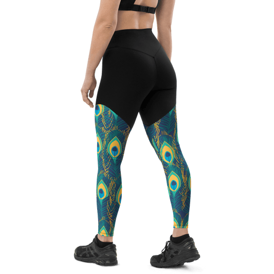 Peacock - Compression Sports Leggings - Sports Leggings - GYMLEGGS LLC