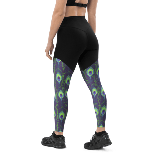 Inverse Peacock - Compression Sports Leggings - Sports Leggings - GYMLEGGS LLC