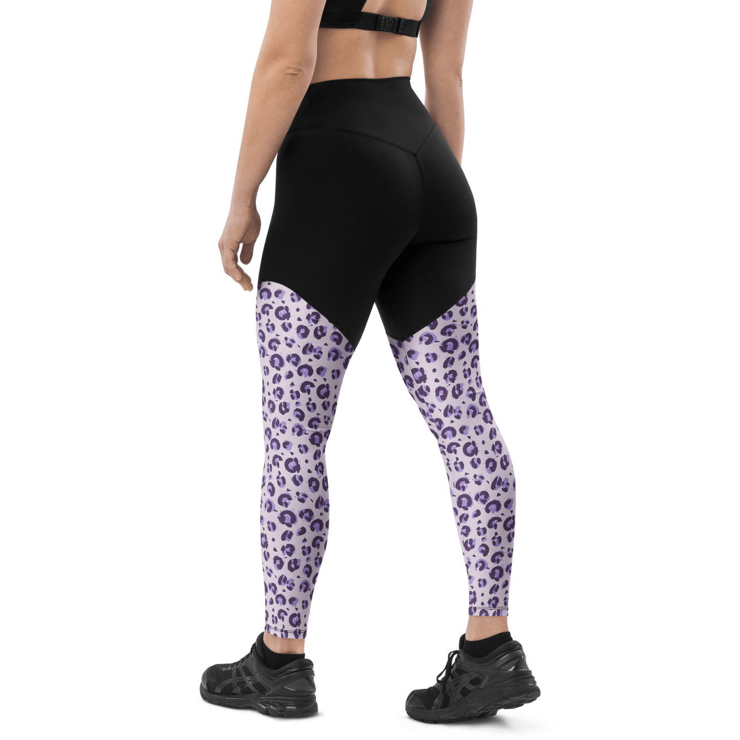 Violet African Cheetah - Compression Sports Leggings - Sports Leggings - GYMLEGGS LLC