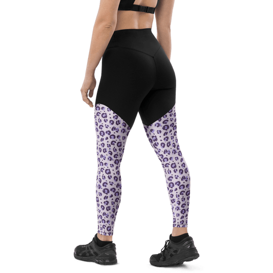 Violet African Cheetah - Compression Sports Leggings - Sports Leggings - GYMLEGGS LLC