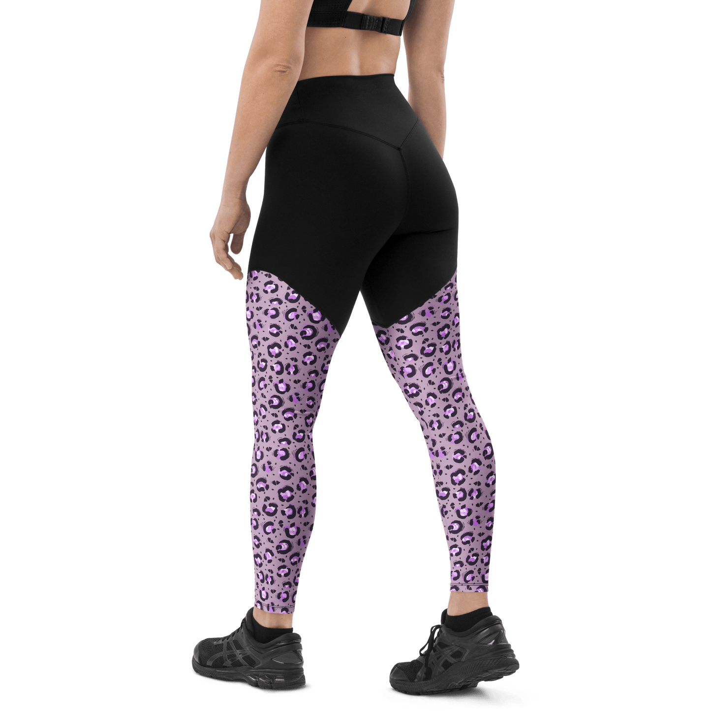 Purple African Cheetah - Compression Sports Leggings - Sports Leggings - GYMLEGGS LLC