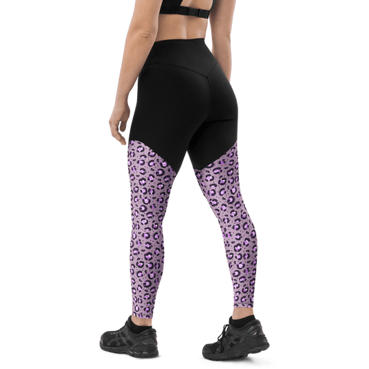 Purple African Cheetah - Compression Sports Leggings - Sports Leggings - GYMLEGGS LLC