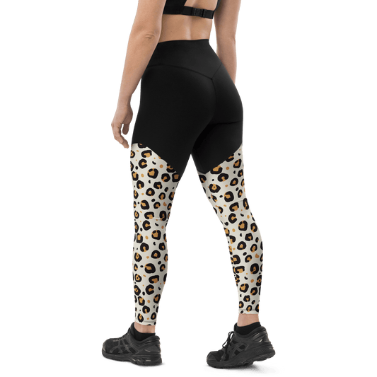 Gold Albino Leopard - Compression Sports Leggings - Sports Leggings - GYMLEGGS LLC