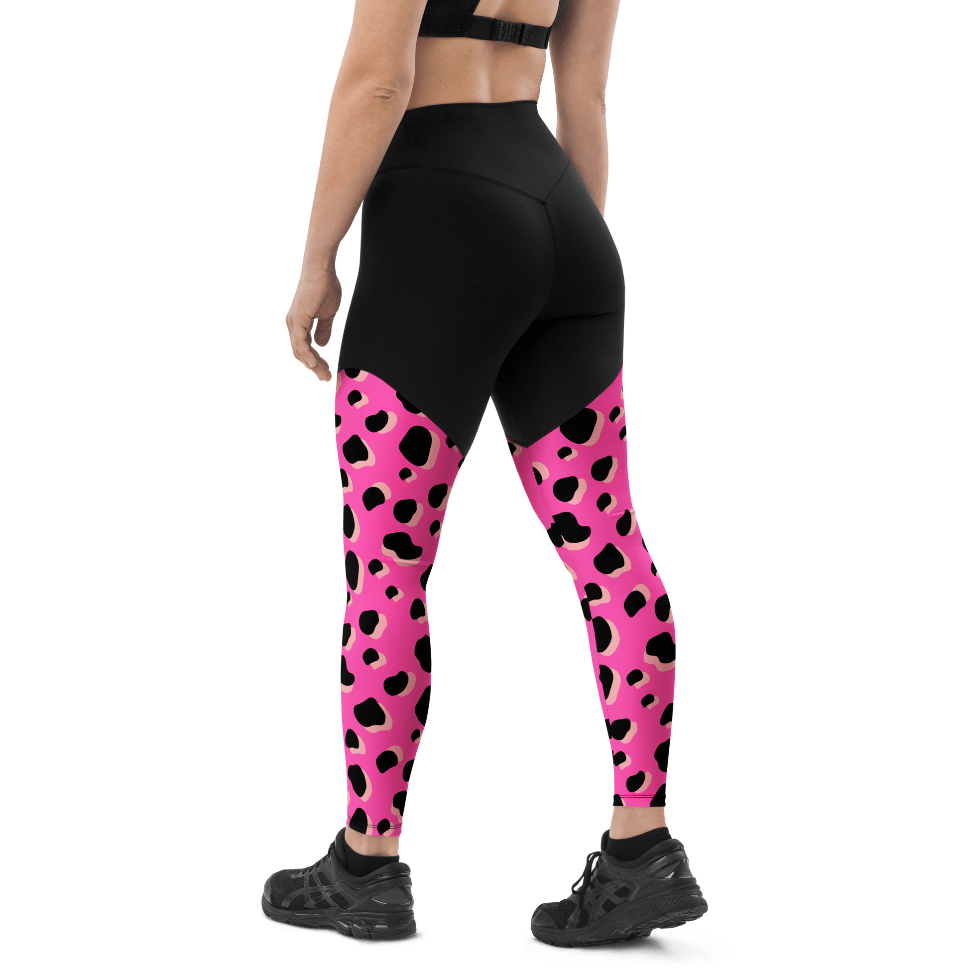 Pink Cow - Compression Sports Leggings - Sports Leggings - GYMLEGGS LLC