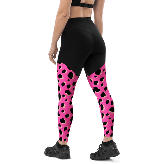 Pink Cow - Compression Sports Leggings - Sports Leggings - GYMLEGGS LLC