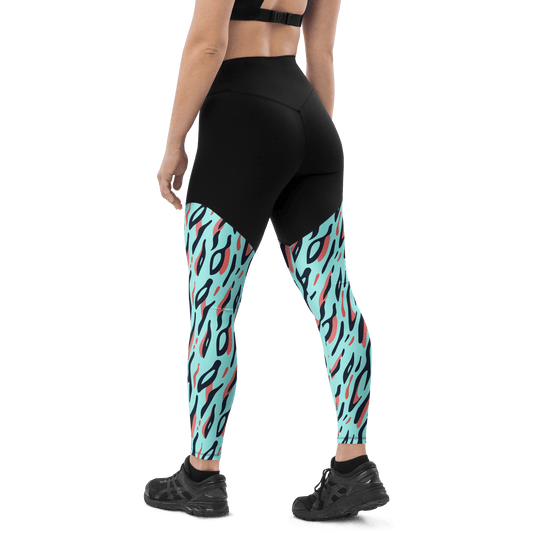 Blue Flame Tiger - Compression Sports Leggings - Sports Leggings - GYMLEGGS LLC