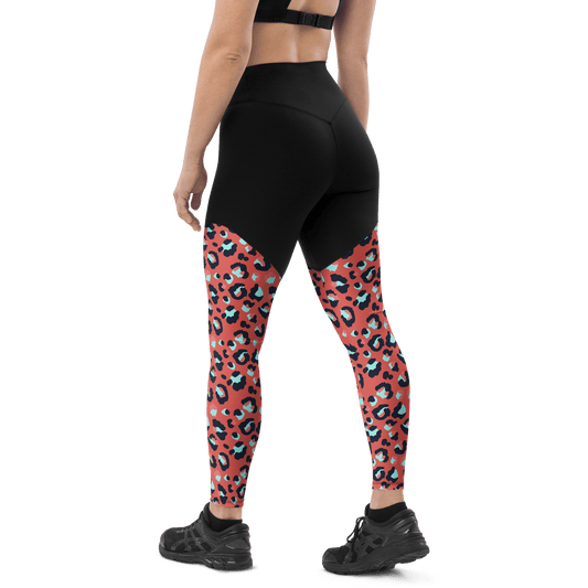 Sorbet Leopard - Compression Sports Leggings - Sports Leggings - GYMLEGGS LLC