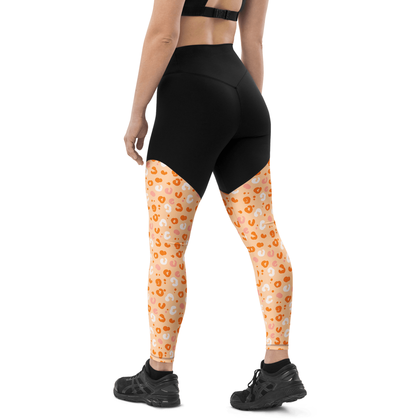 Peachy Cheetah - Compression Sports Leggings - Sports Leggings - GYMLEGGS LLC