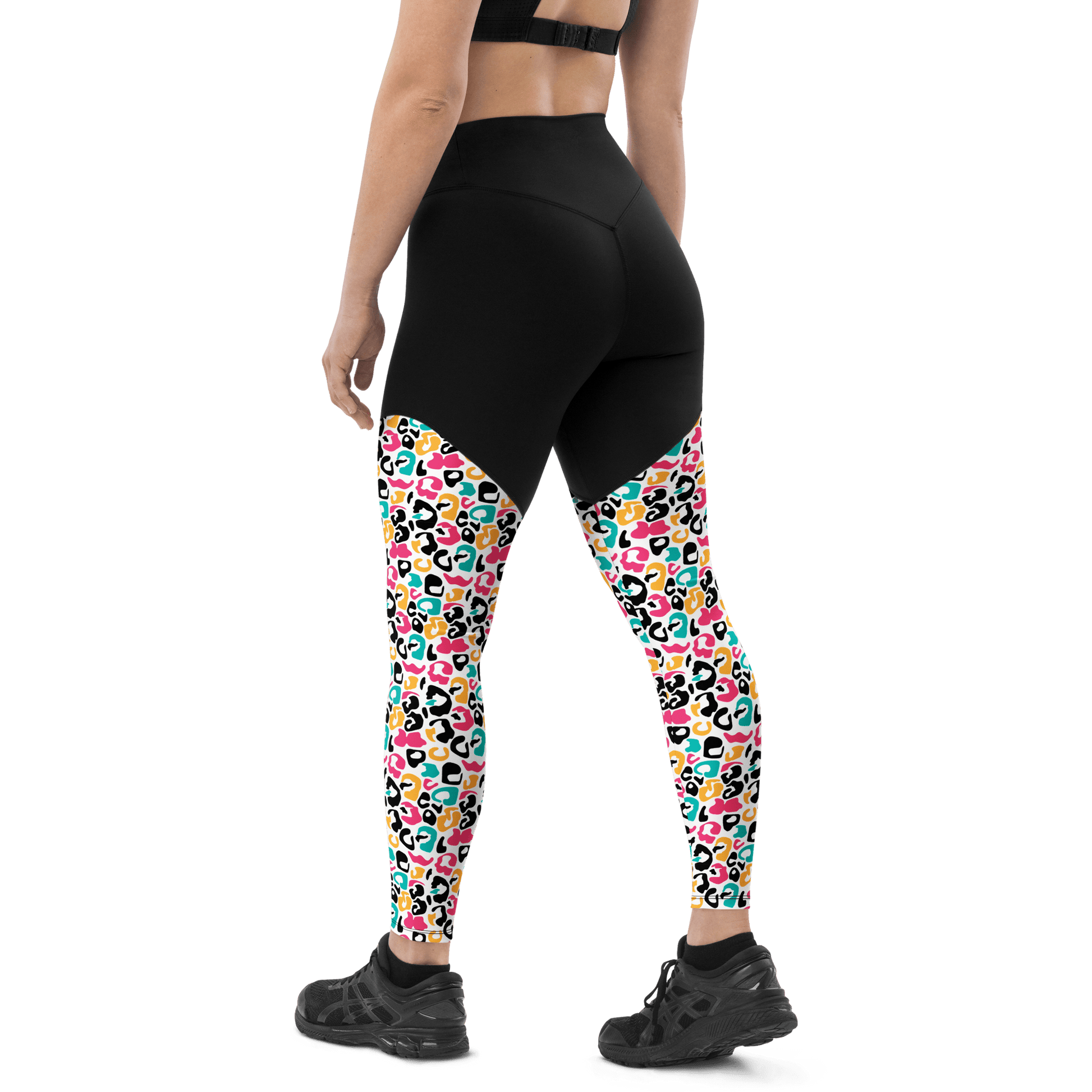 Abstract White Cheetah - Compression Sports Leggings - Sports Leggings - GYMLEGGS LLC