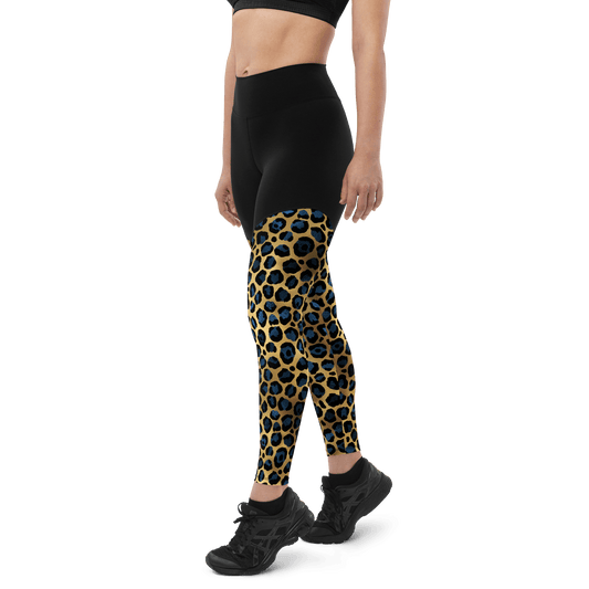 Desert Night Blue Leopard - Compression Sports Leggings - Sports Leggings - GYMLEGGS LLC