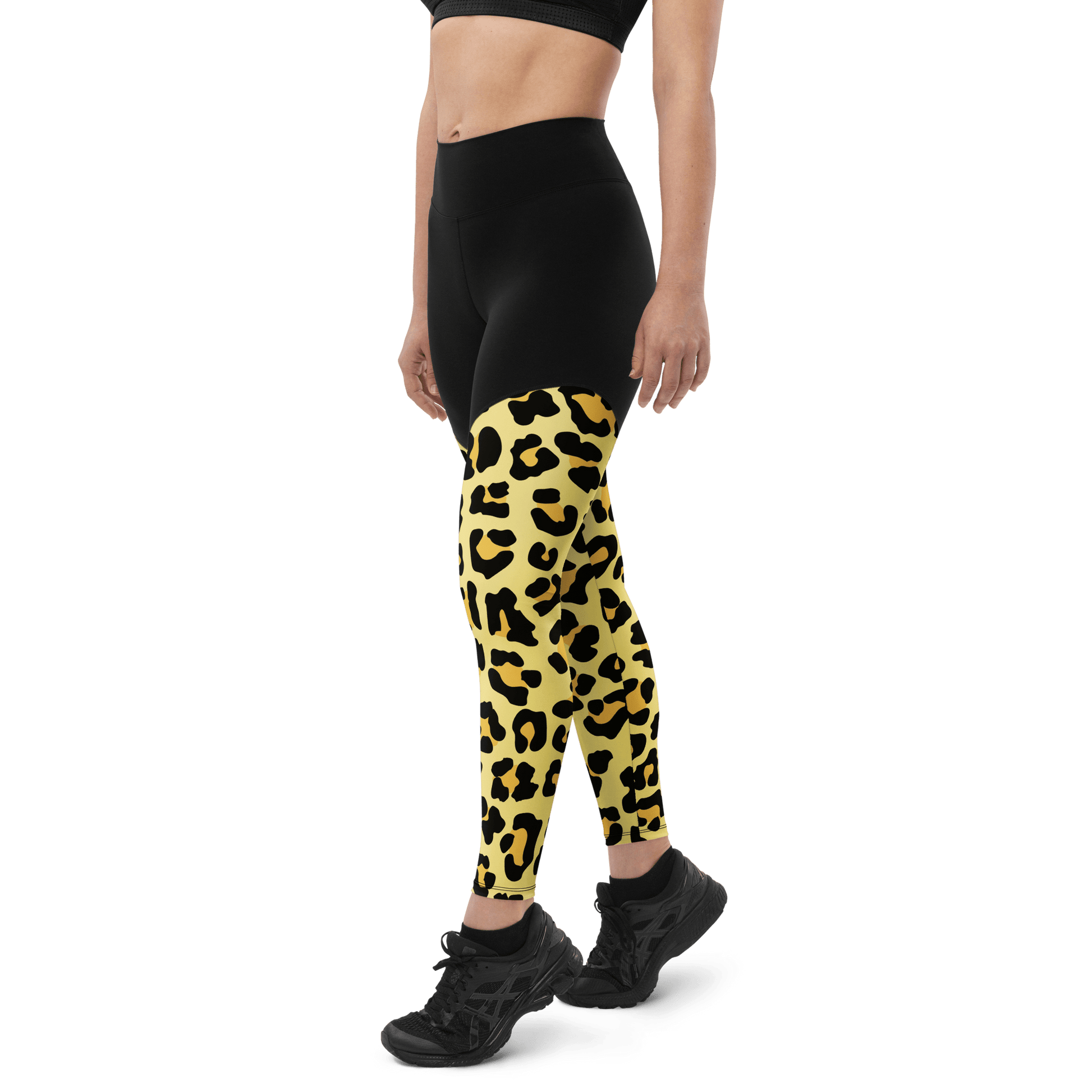 Yellow Desert Cheetah - Compression Sports Leggings - Sports Leggings - GYMLEGGS LLC