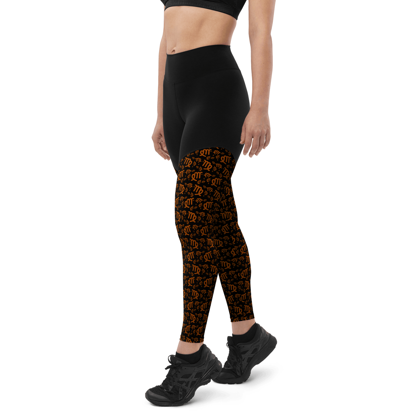 Zodiac Virgo Black - Compression Sports Leggings - Sports Leggings - GYMLEGGS LLC