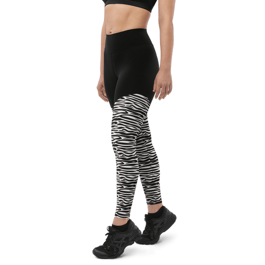 Striped Colonial Anemone - Compression Sports Leggings - Sports Leggings - GYMLEGGS LLC