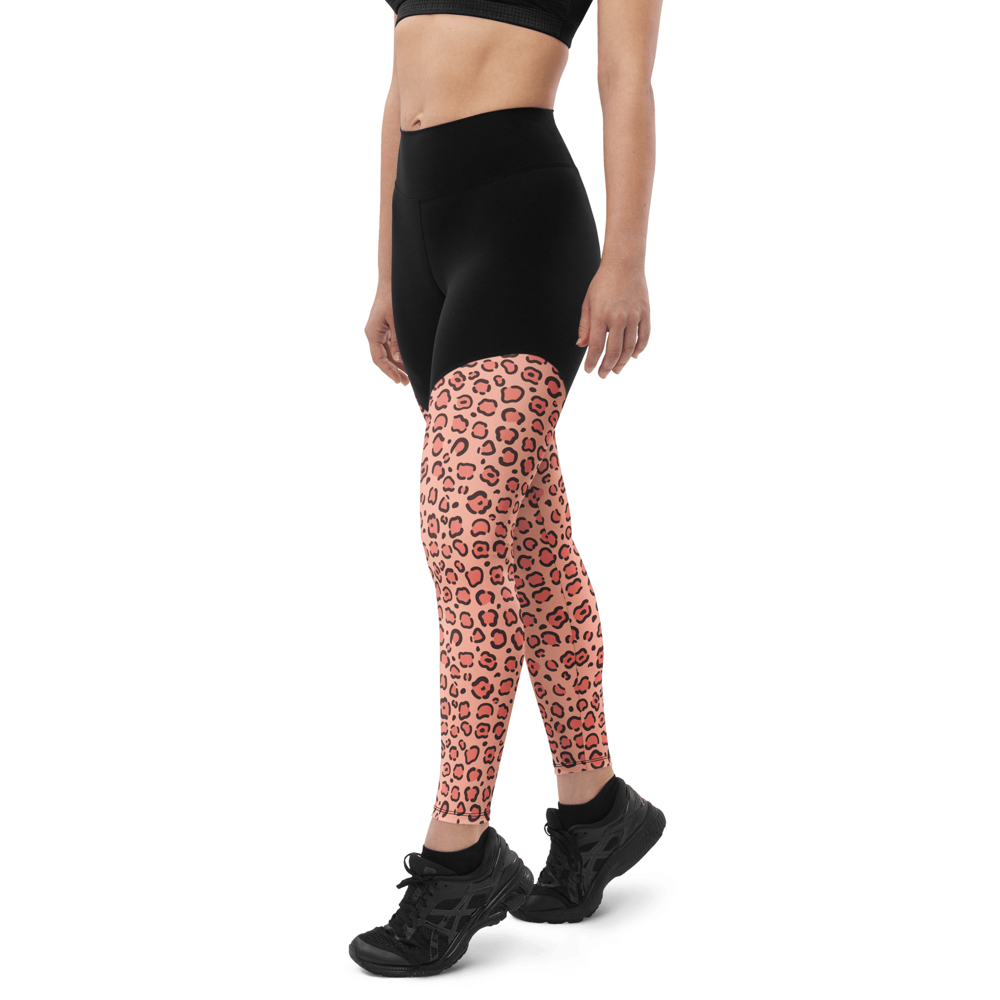 Pink Amur Leopard - Compression Sports Leggings - Sports Leggings - GYMLEGGS LLC