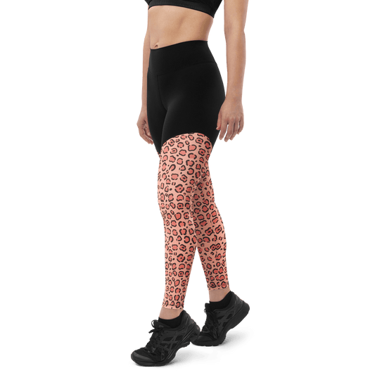 Pink Amur Leopard - Compression Sports Leggings - Sports Leggings - GYMLEGGS LLC