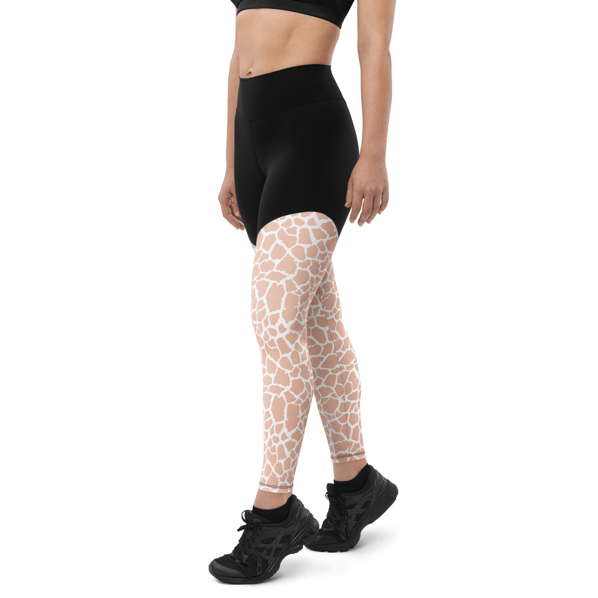 Pink Angolan Giraffe - Compression Sports Leggings - Sports Leggings - GYMLEGGS LLC