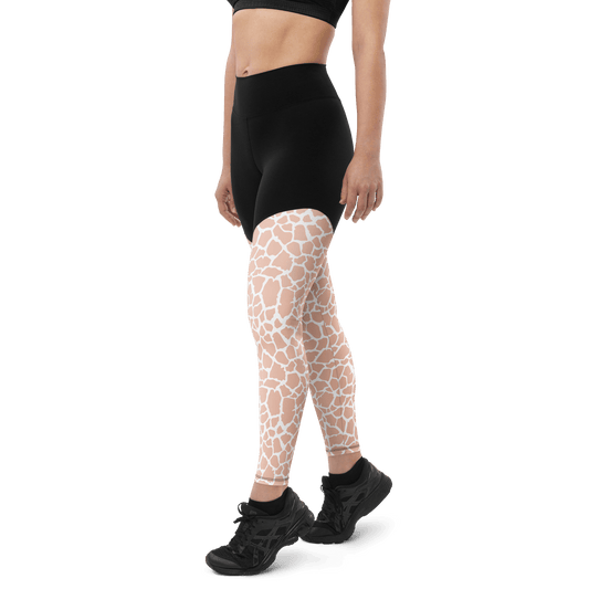 Pink Angolan Giraffe - Compression Sports Leggings - Sports Leggings - GYMLEGGS LLC