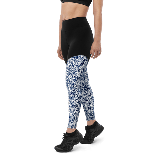 Blue Albino Leopard - Compression Sports Leggings - Sports Leggings - GYMLEGGS LLC