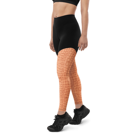 Peach Rose Crocodile - Compression Sports Leggings - Sports Leggings - GYMLEGGS LLC