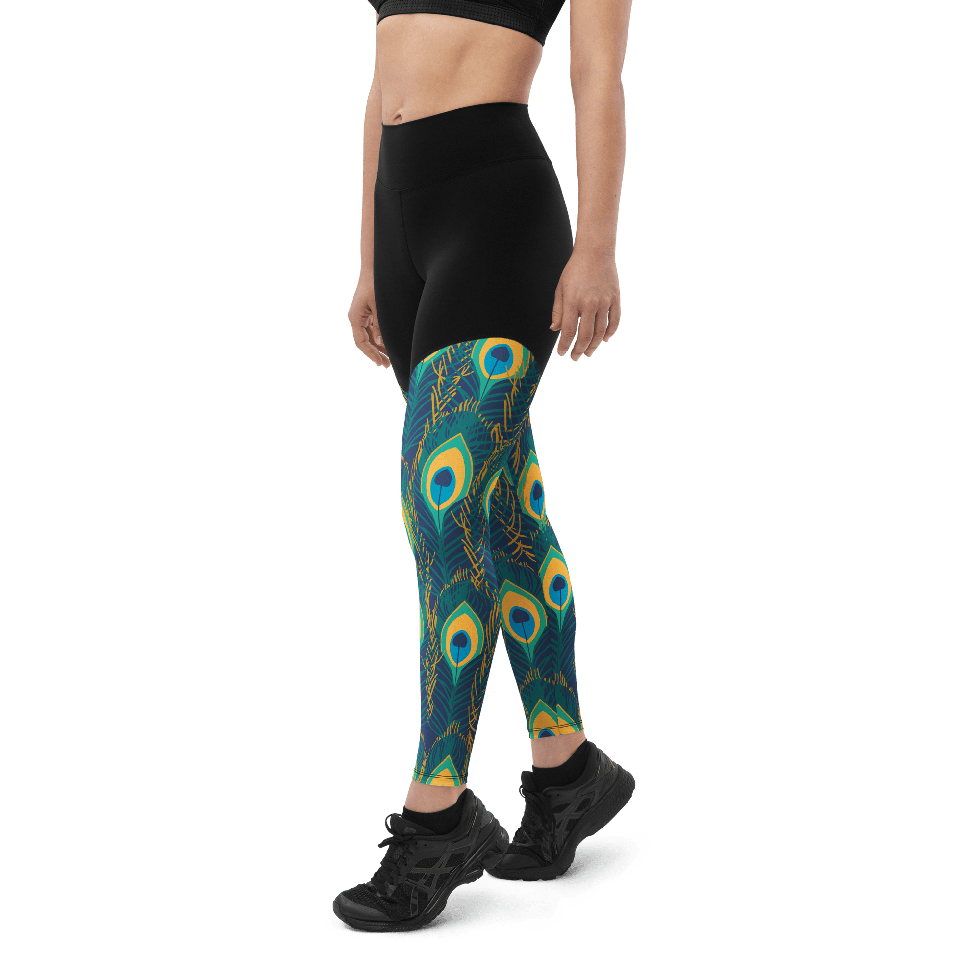 Peacock - Compression Sports Leggings - Sports Leggings - GYMLEGGS LLC