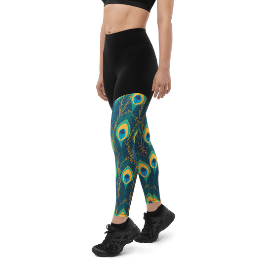 Peacock - Compression Sports Leggings - Sports Leggings - GYMLEGGS LLC