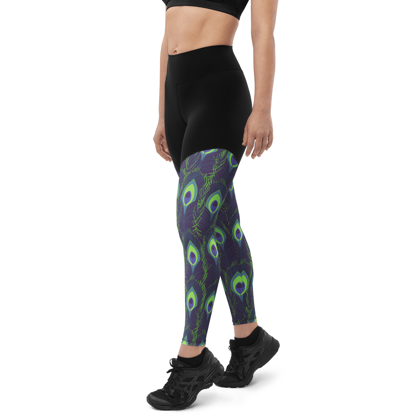 Inverse Peacock - Compression Sports Leggings - Sports Leggings - GYMLEGGS LLC