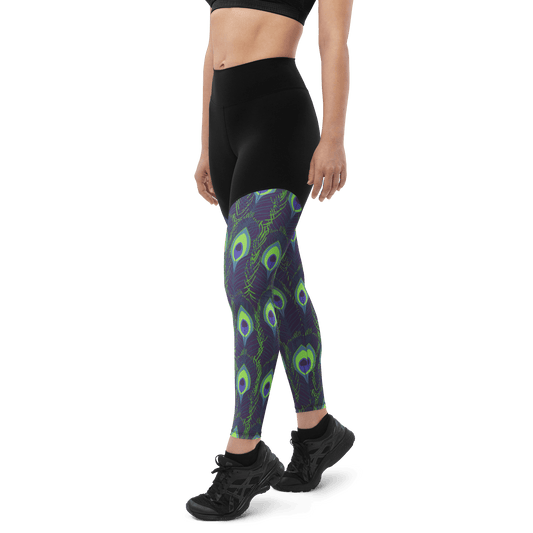 Inverse Peacock - Compression Sports Leggings - Sports Leggings - GYMLEGGS LLC