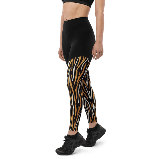 White Bali Tiger - Compression Sports Leggings - Sports Leggings - GYMLEGGS LLC