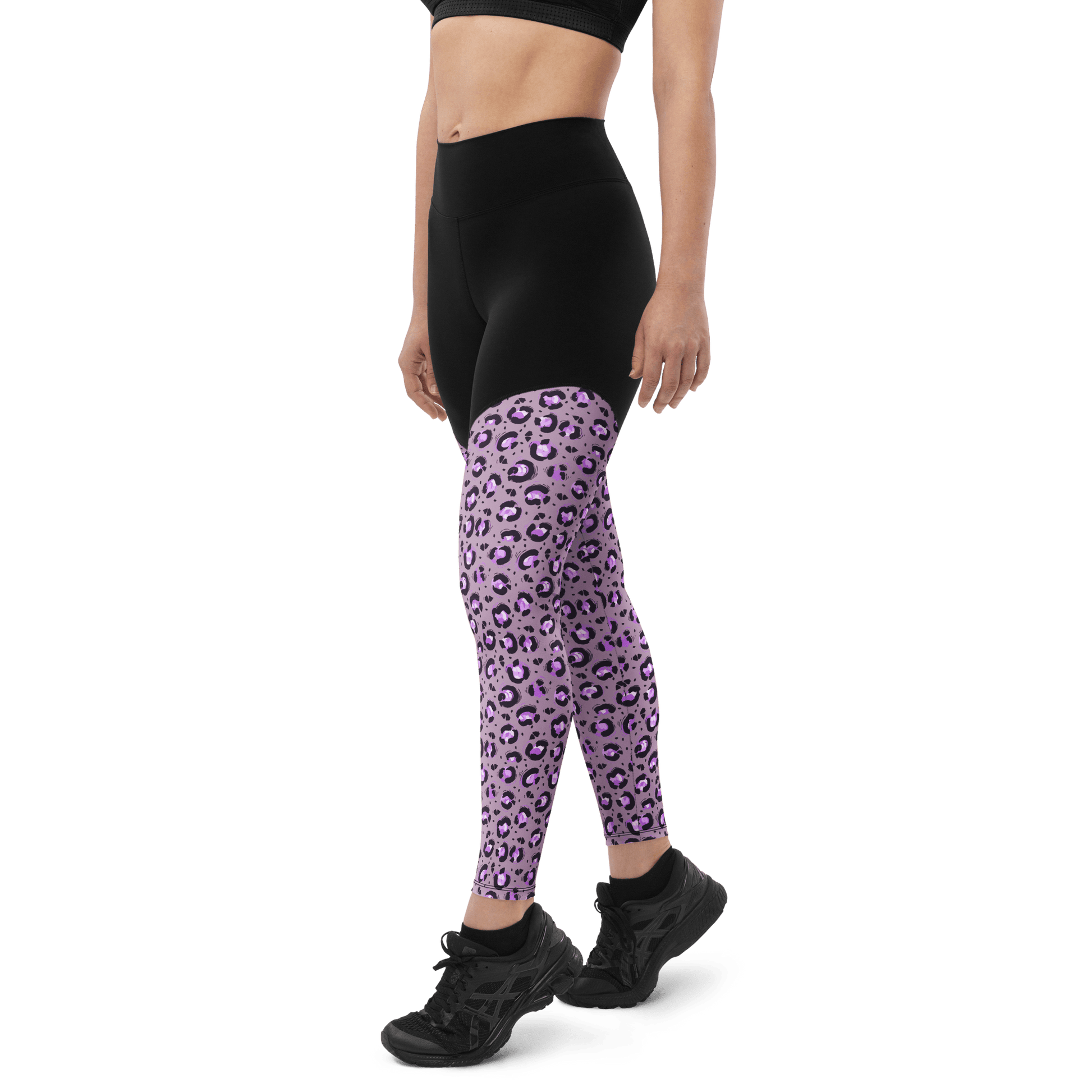 Purple African Cheetah - Compression Sports Leggings - Sports Leggings - GYMLEGGS LLC