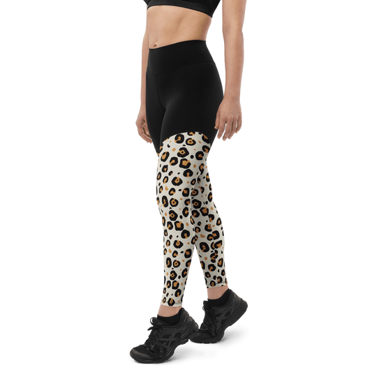 Gold Albino Leopard - Compression Sports Leggings - Sports Leggings - GYMLEGGS LLC