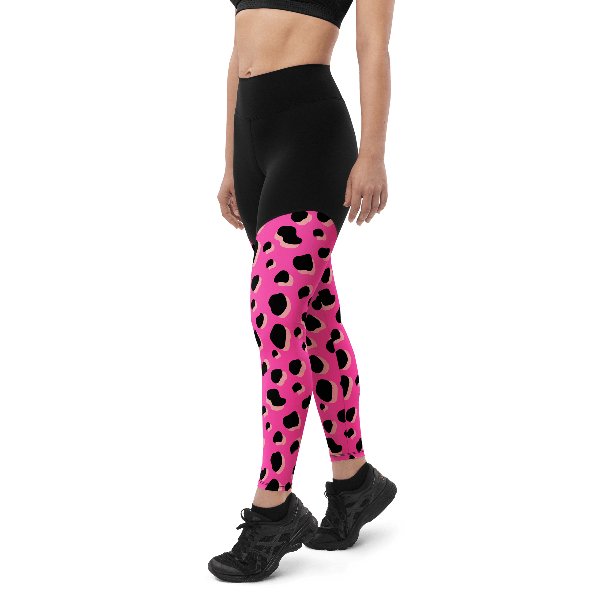 Pink Cow - Compression Sports Leggings - Sports Leggings - GYMLEGGS LLC