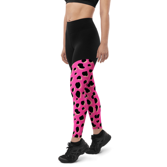 Pink Cow - Compression Sports Leggings - Sports Leggings - GYMLEGGS LLC