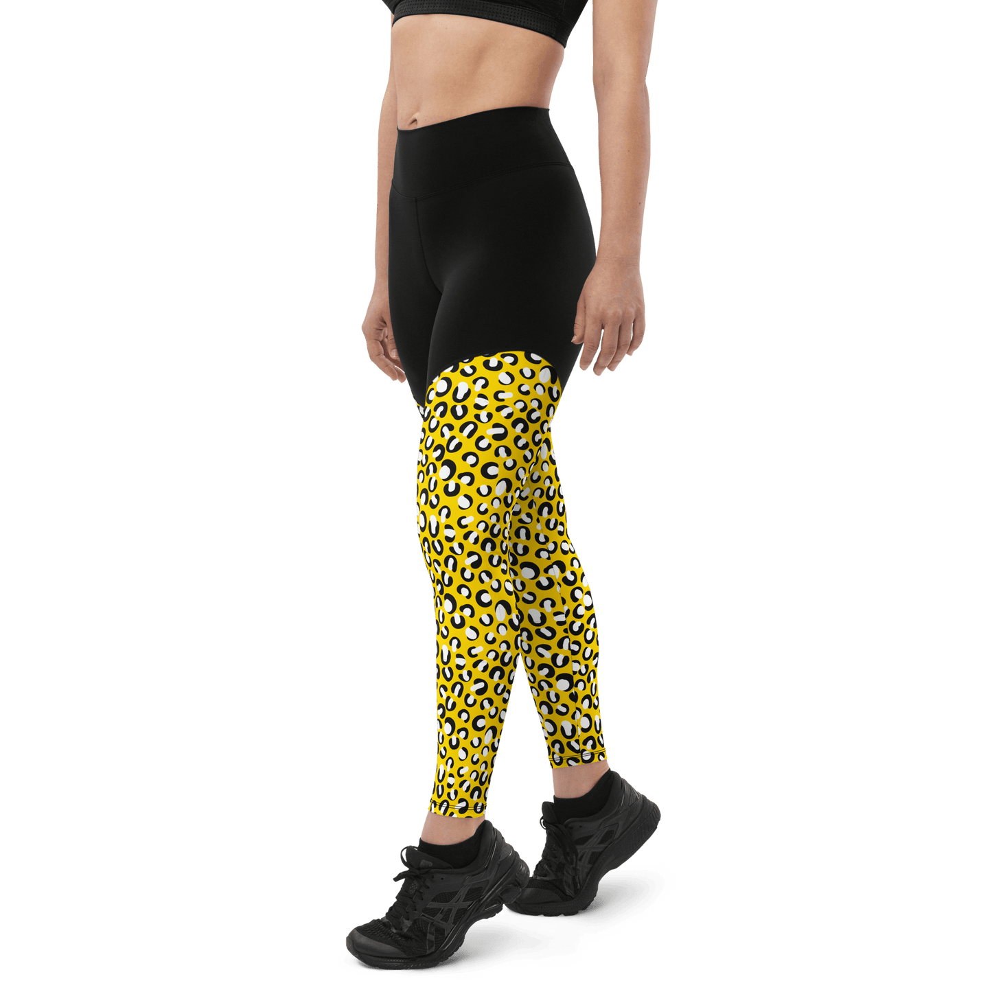 Yellow Cheetah - Compression Sports Leggings - Sports Leggings - GYMLEGGS LLC