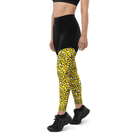 Yellow Cheetah - Compression Sports Leggings - Sports Leggings - GYMLEGGS LLC