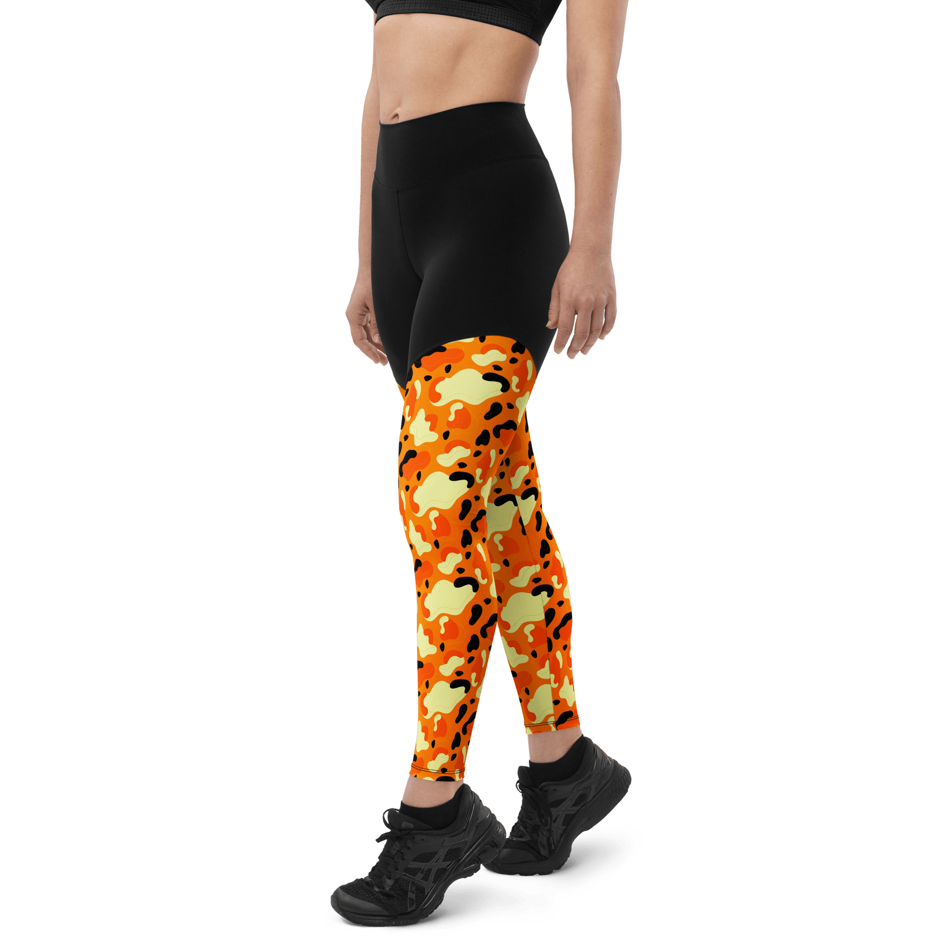 Forest Fire Cow - Compression Sports Leggings - Sports Leggings - GYMLEGGS LLC