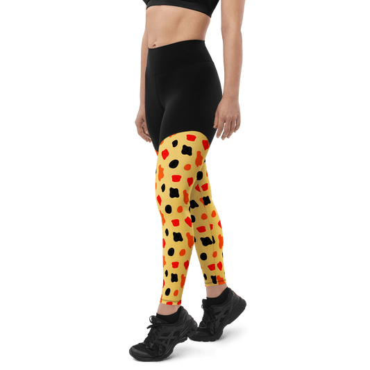 Yellow Spotted Cow - Compression Sports Leggings - Sports Leggings - GYMLEGGS LLC