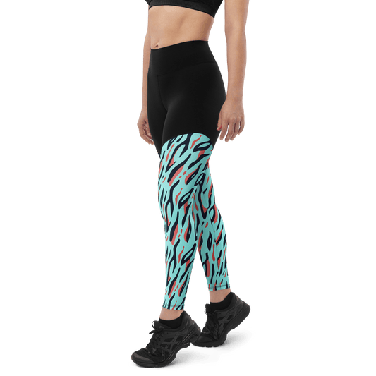 Blue Flame Tiger - Compression Sports Leggings - Sports Leggings - GYMLEGGS LLC