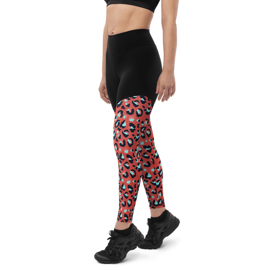 Sorbet Leopard - Compression Sports Leggings - Sports Leggings - GYMLEGGS LLC