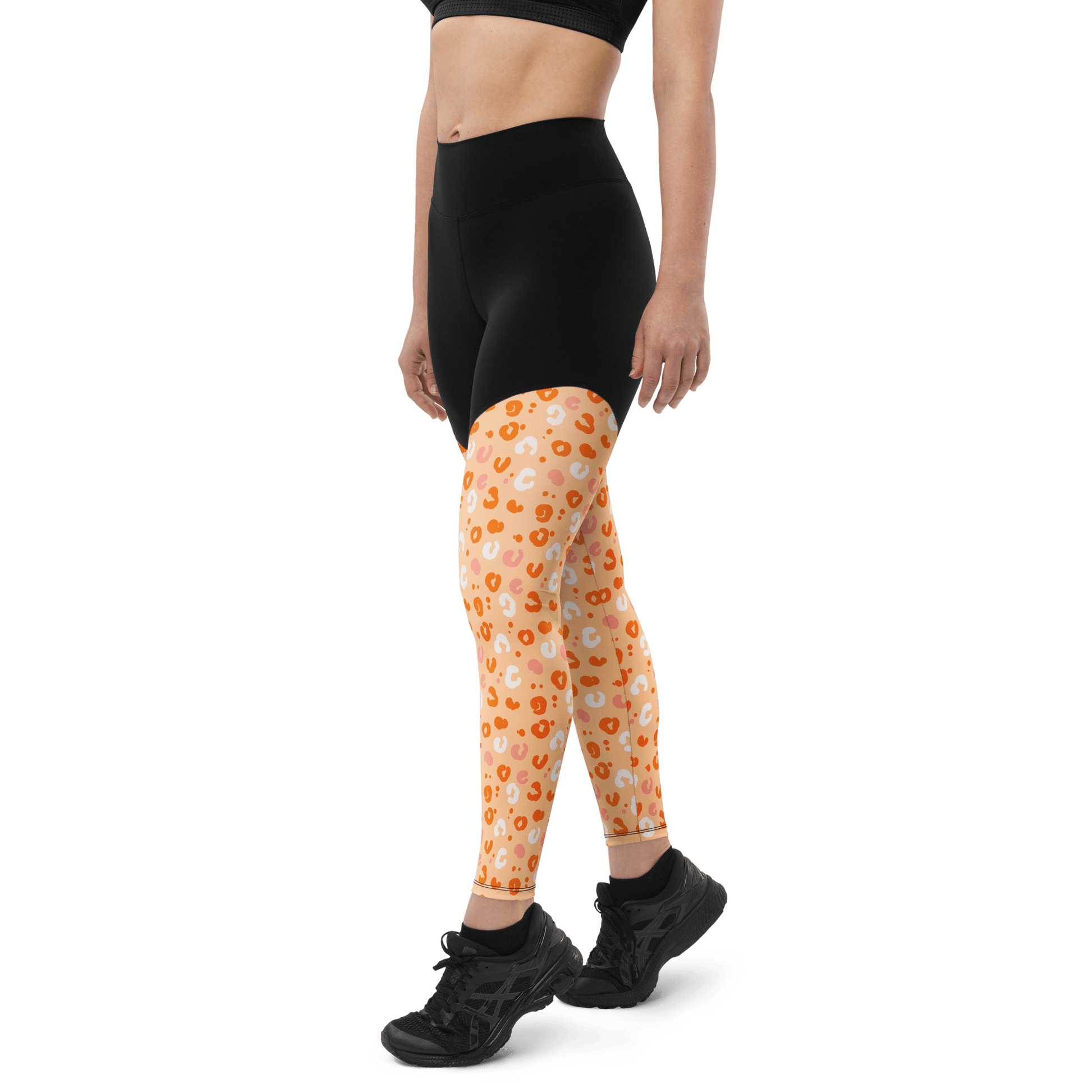 Peachy Cheetah - Compression Sports Leggings - Sports Leggings - GYMLEGGS LLC